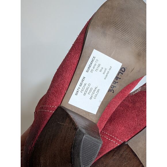 Sundance Sixty-Seven Red Suede Couwboy Boots Size EU 37 US 7 - Picture 7 of 8